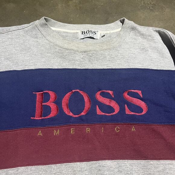 Vintage 90s Hugo Boss Grey Embroidered Sweatshirt - Picture 2 of 5